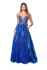 a deep blue dress from one of the best places to buy prom dresses