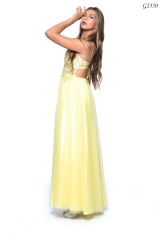 side view of a yellow dress from one of the best places to buy prom dresses in South Wales